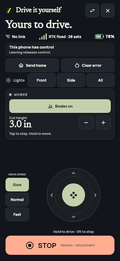 Phone joystick controller with attachment settings and live map